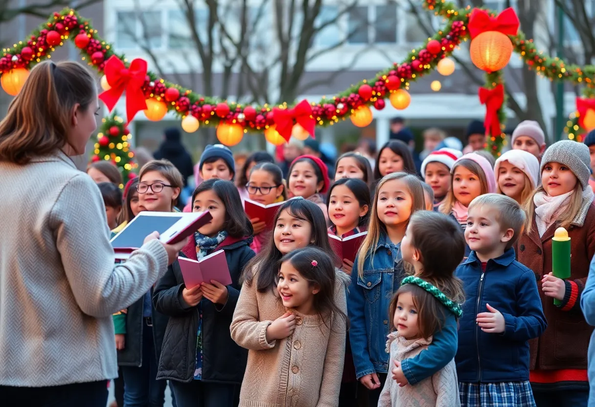 Children's choir performing at a holiday concert