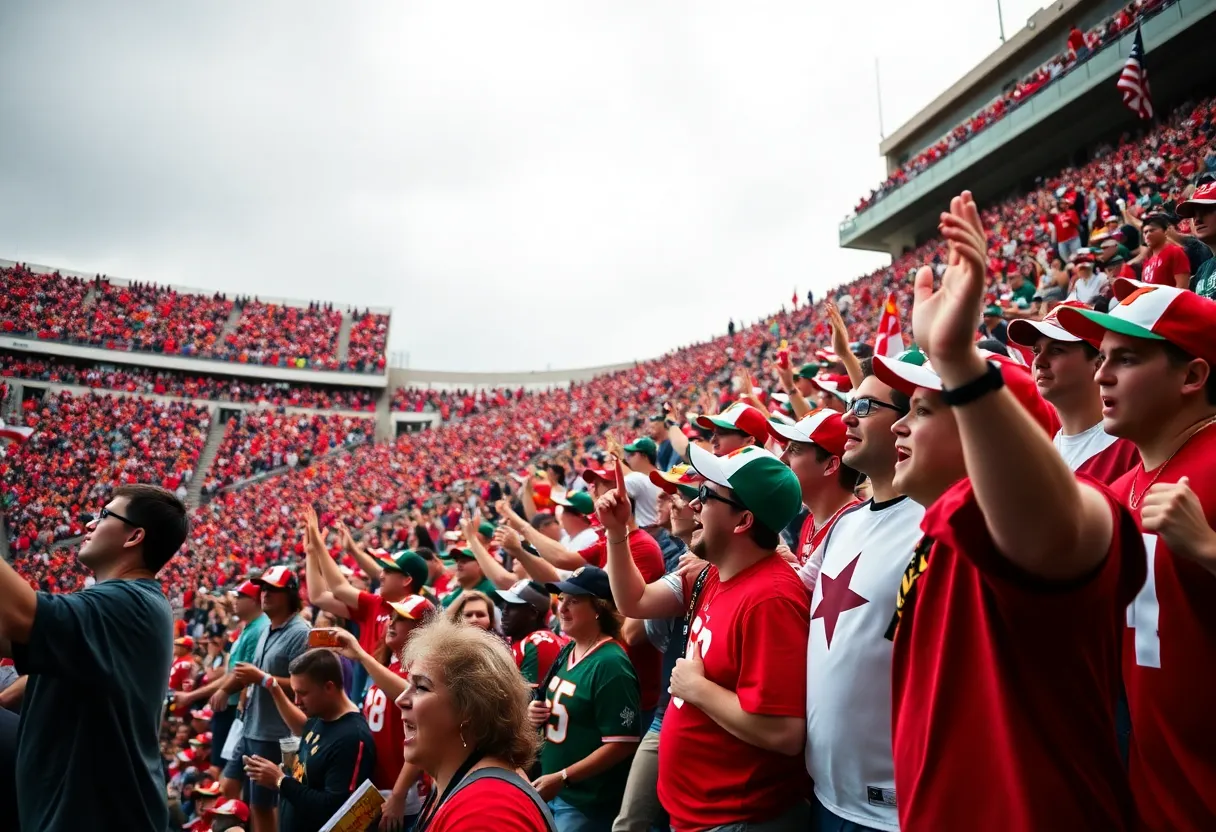 Fans cheering at SDSU vs North Texas football game