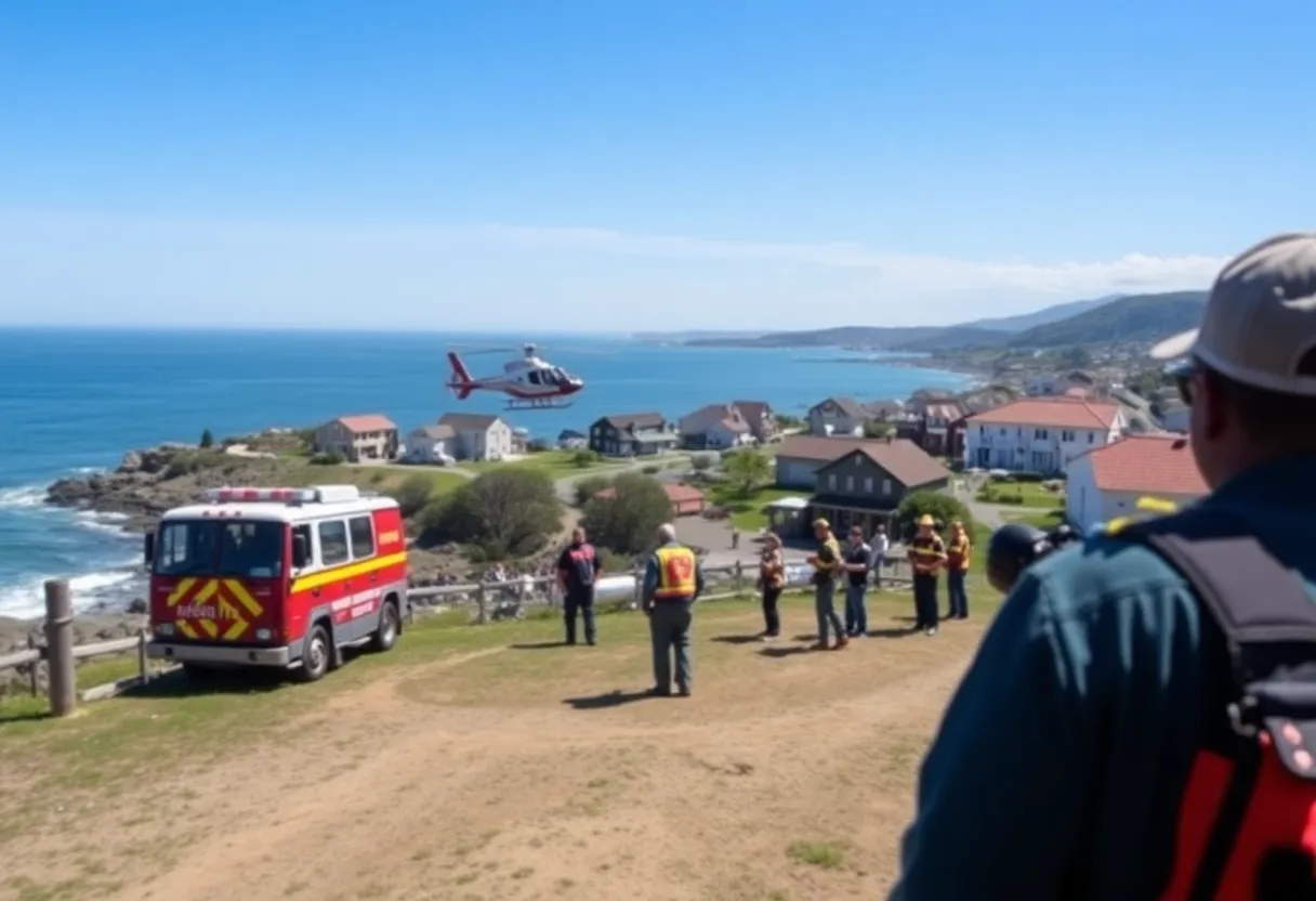 Helicopter search operation in coastal encinitas