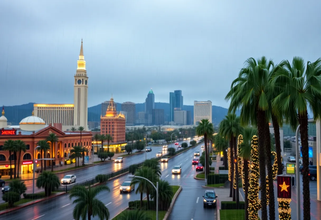 A stormy view of Southern California during Christmas with heavy rain