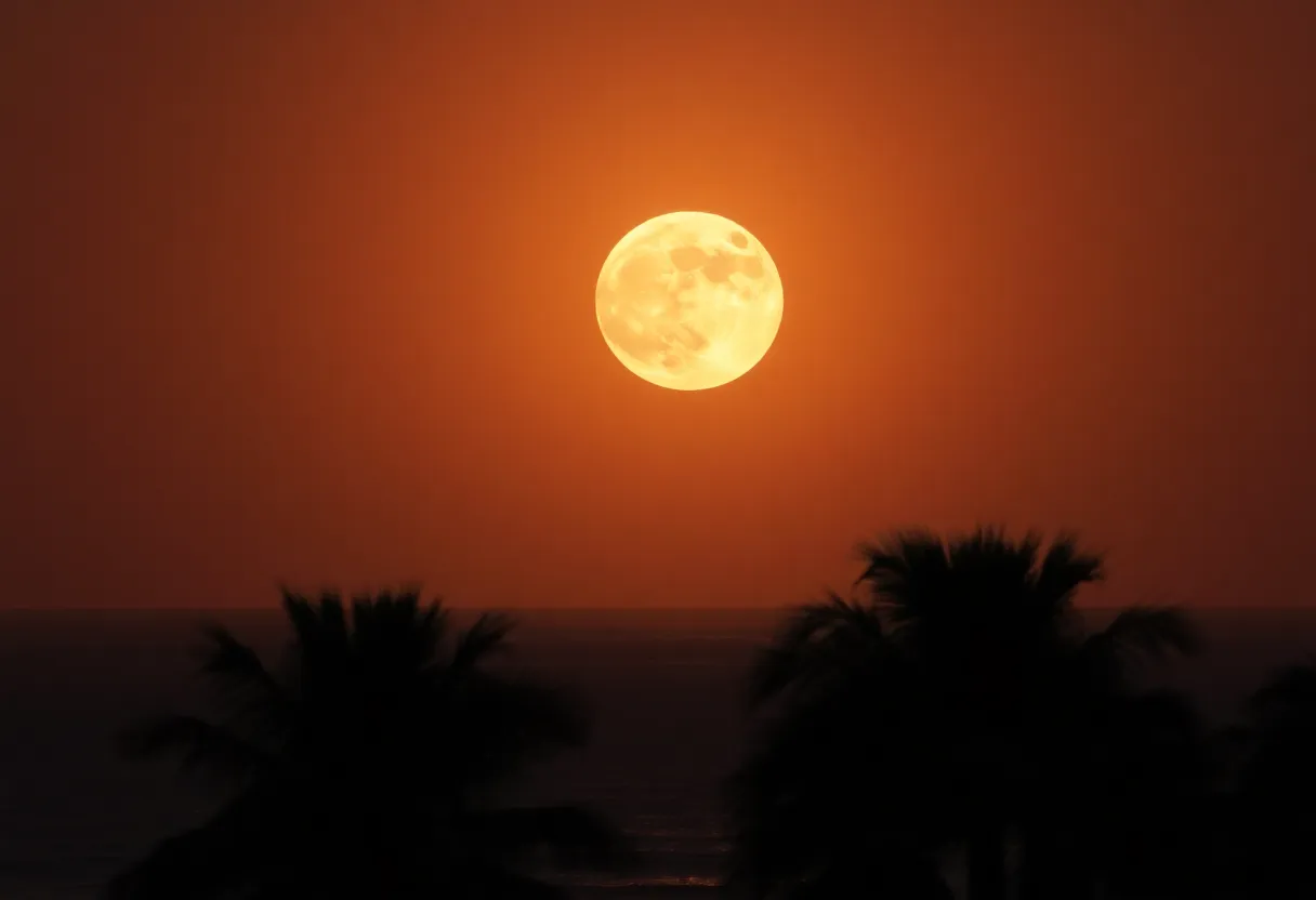 Supermoon over San Diego skyline