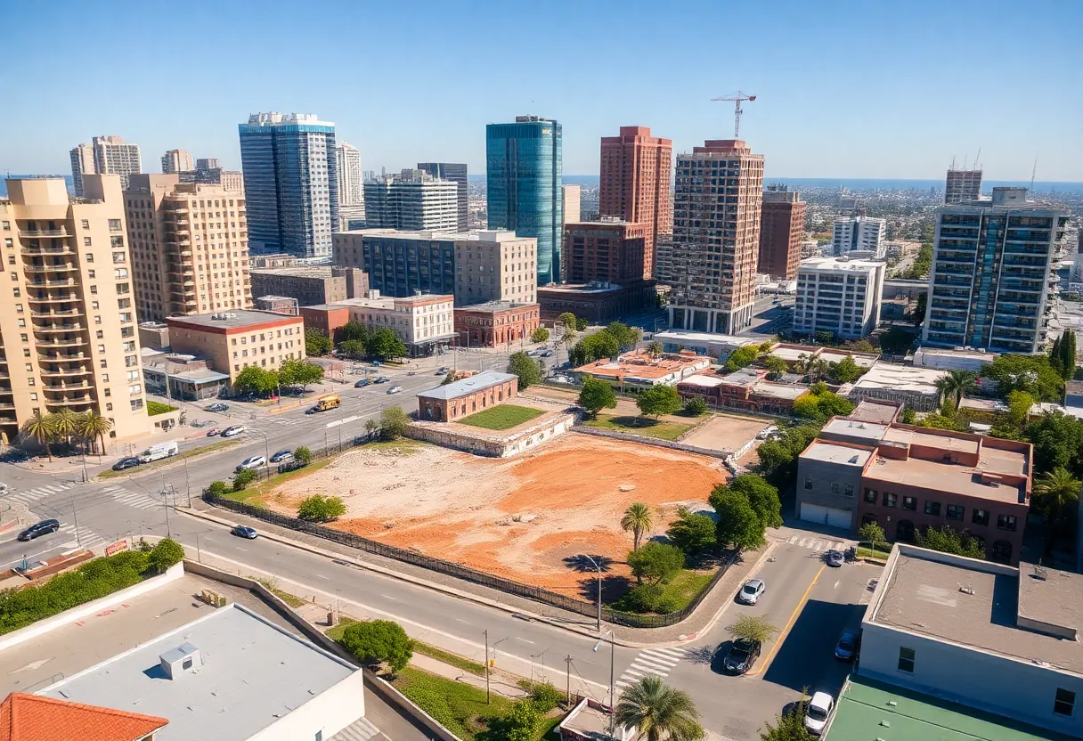 Empty lot at Tailgate Park ready for redevelopment