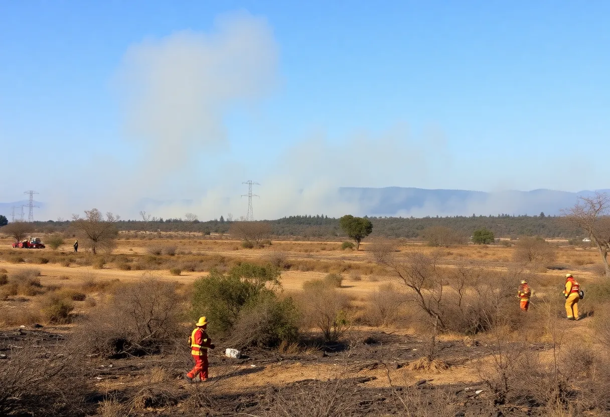 Firefighters working to contain the Thing #005 Fire in San Diego County.