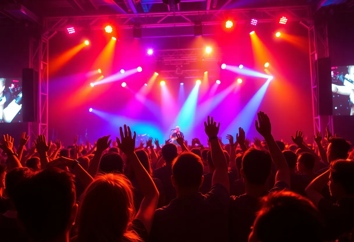 Fans celebrating at Third Day's anniversary concert