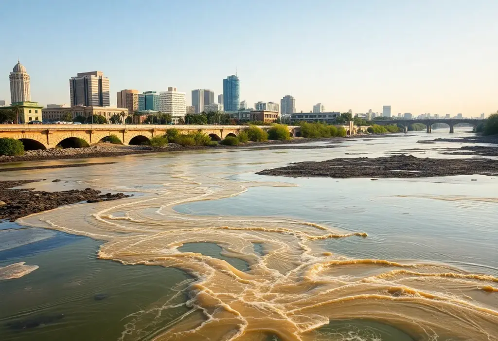 Polluted Tijuana River near San Diego
