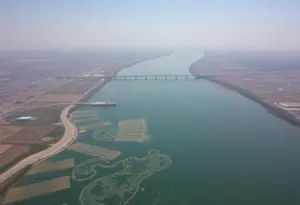 Aerial view of polluted Tijuana River affecting San Diego residents