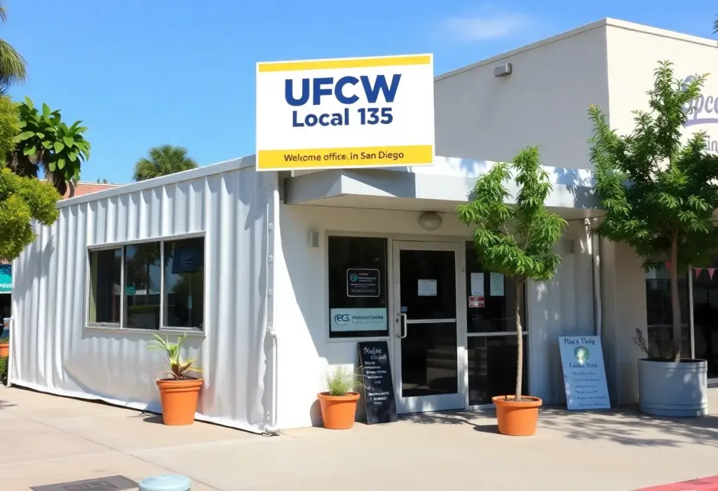 Exterior view of the UFCW Local 135 temporary office in Mission Valley, San Diego.