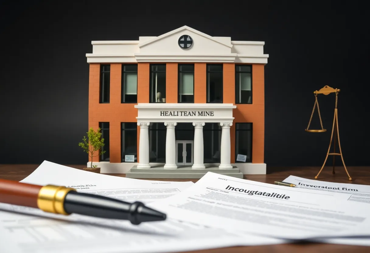 Corporate office with legal documents symbolizing an investigation.