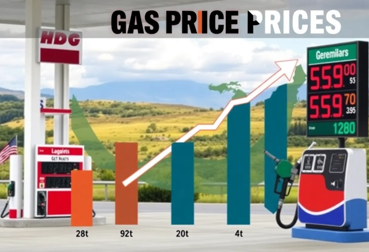 Infographic showing the decline of gas prices in the U.S.