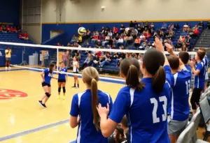 University of San Diego women's volleyball team in action during a match