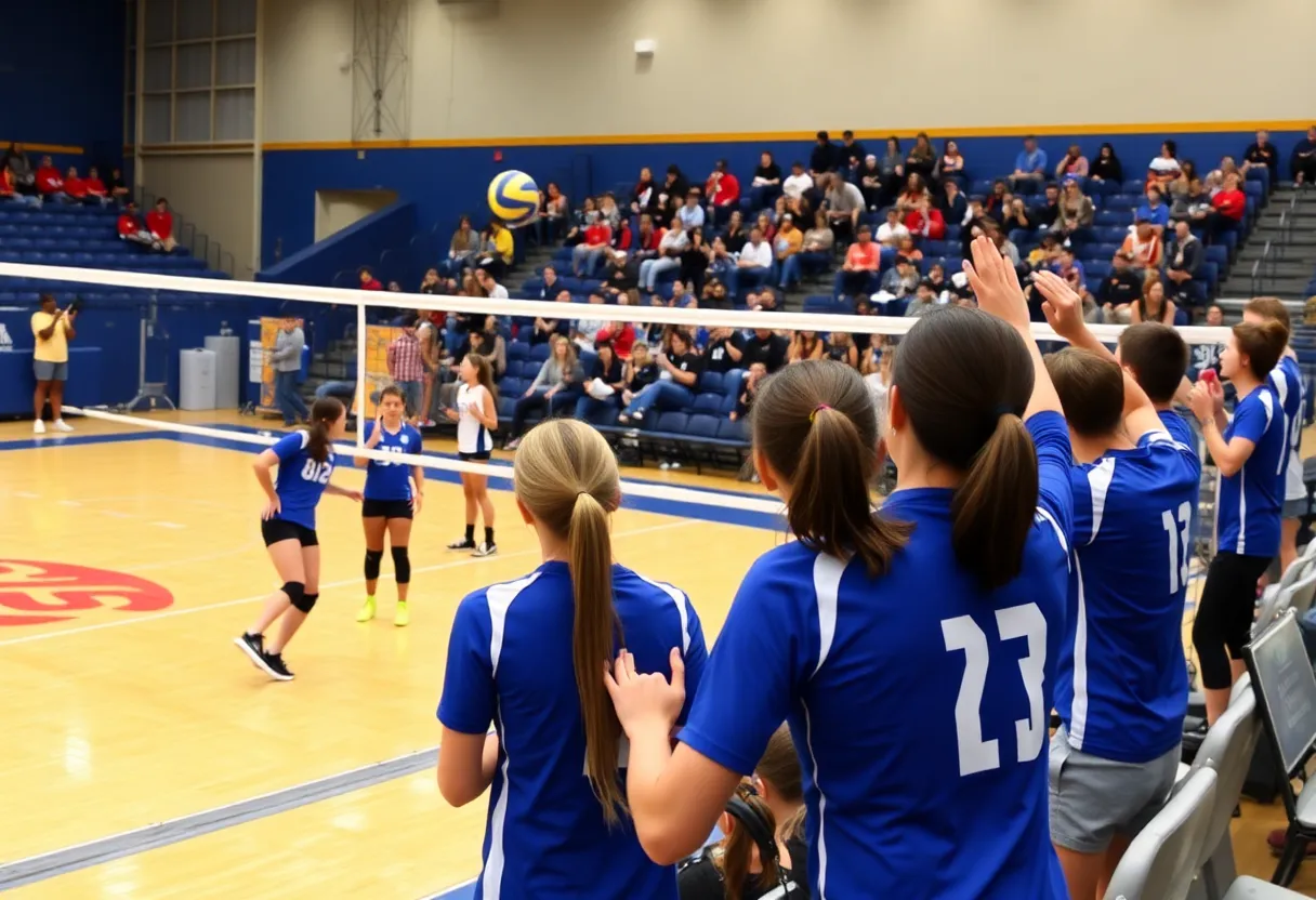 University of San Diego women's volleyball team in action during a match
