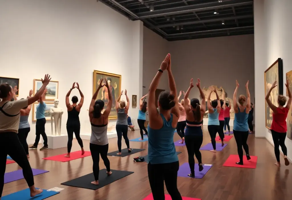 Participants engaging in wellness activities at the Museum of Contemporary Art San Diego.