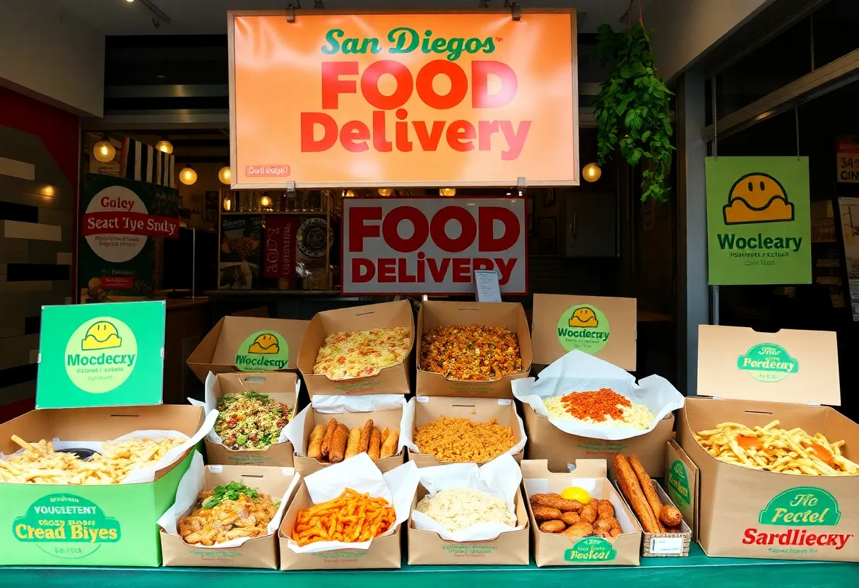 Local food delivery services in San Diego with variety of dishes
