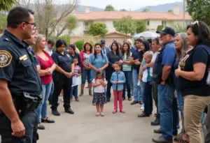 Community members participating in search efforts for missing children in Santa Clarita.