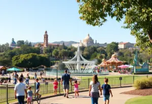 Families visiting Balboa Park's attractions and enjoying the outdoors.