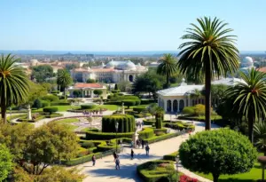 Scenic view of Balboa Park with gardens and people enjoying the outdoors