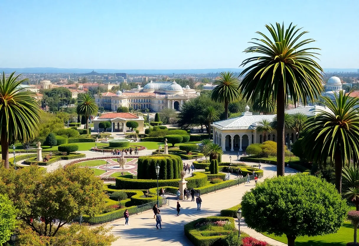 Scenic view of Balboa Park with gardens and people enjoying the outdoors