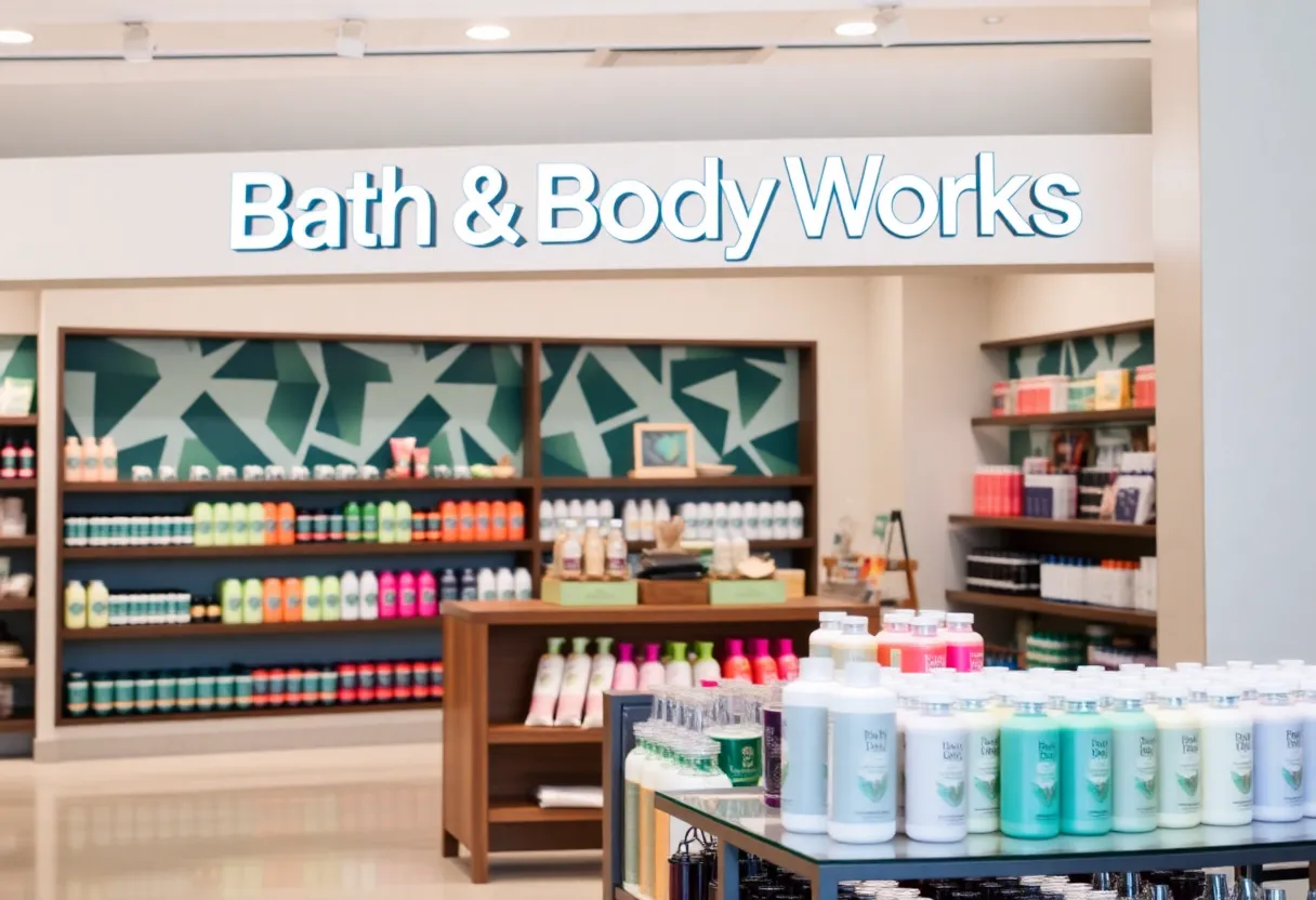 Interior view of the new Bath & Body Works store in Chula Vista with various products.