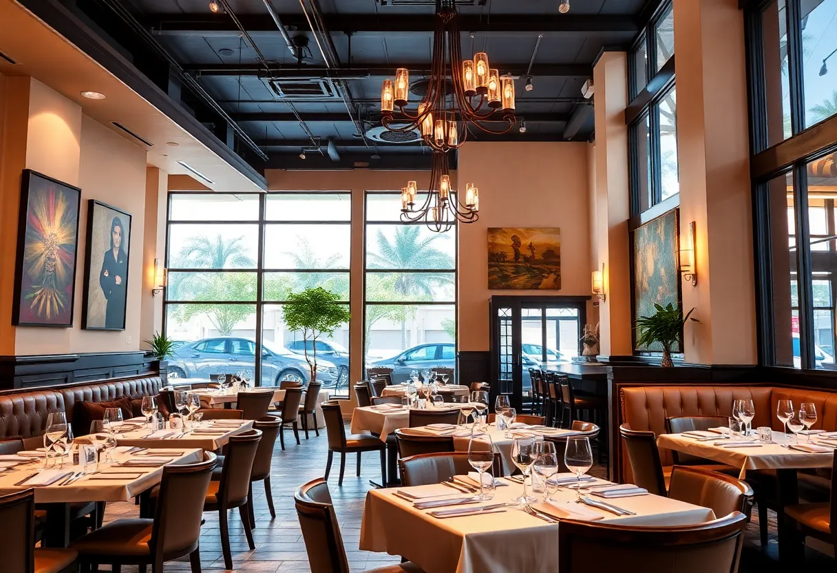 Elegant dining interior of a San Diego restaurant with cozy atmosphere
