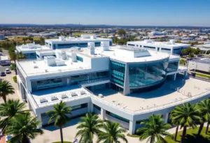 Aerial view of a cutting-edge biotech lab in San Diego