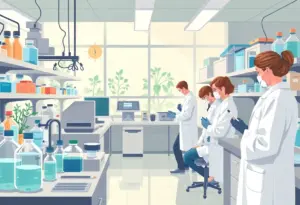 Scientists working in a biotechnology lab