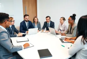 Business leaders collaborating on economic policies