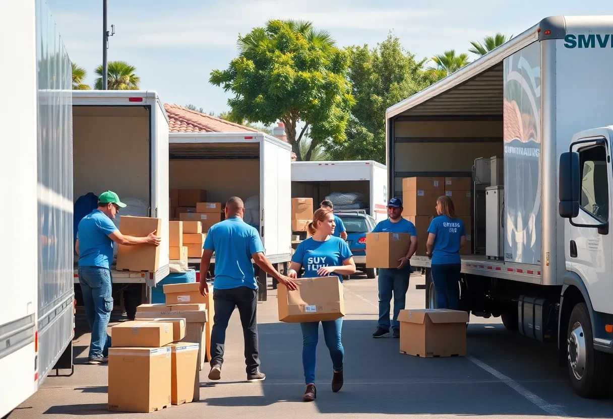 Movers from Cali Moving and Storage assisting a family in Carlsbad, California