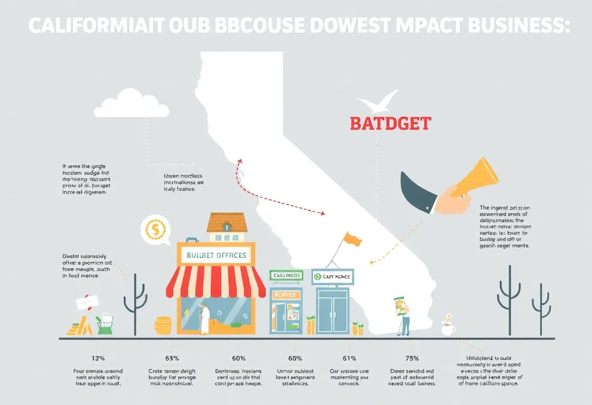 Illustration of California's budget deficit impacting local businesses