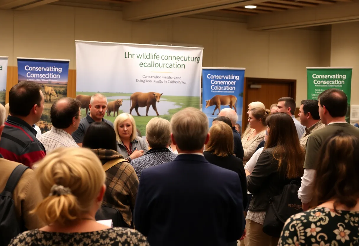 Conservation leaders discussing wildlife connectivity at a symposium
