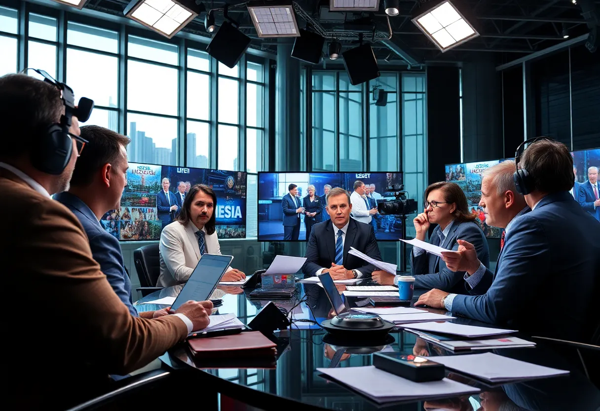 Newsroom discussing political reporting