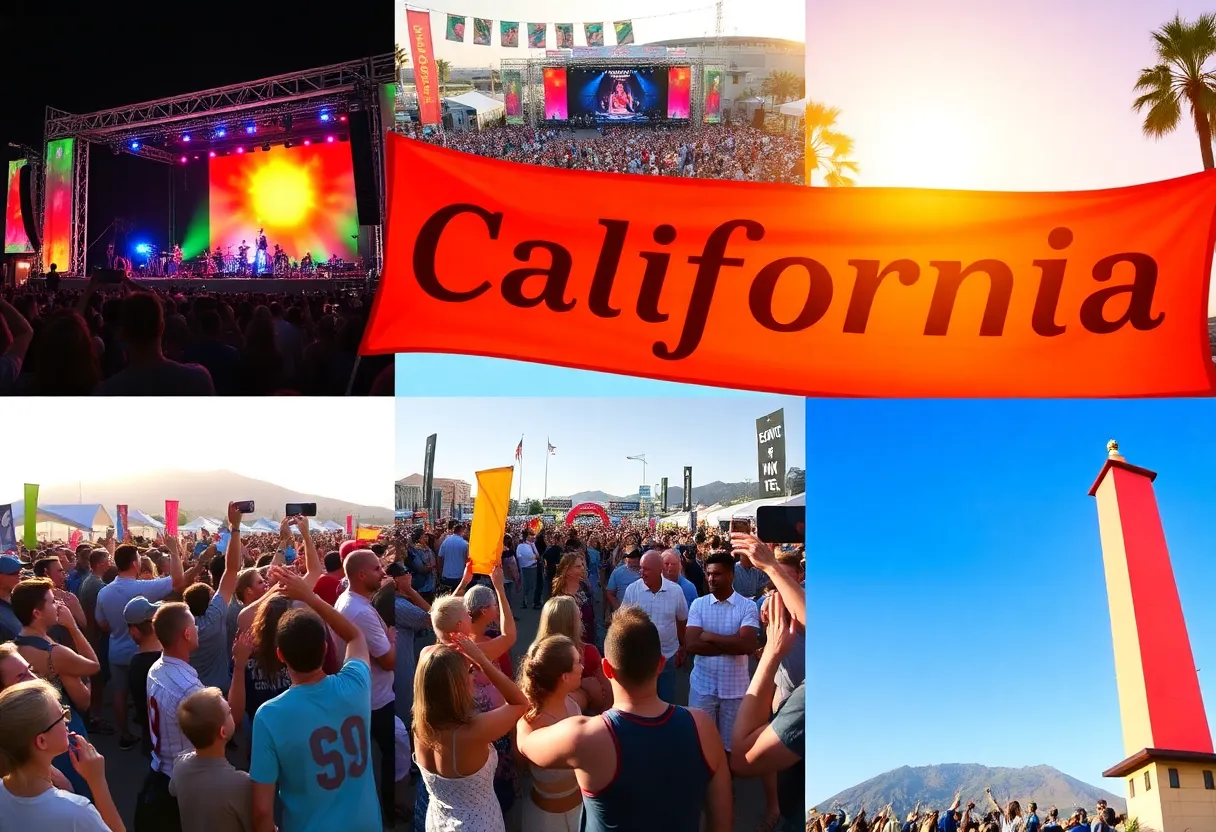 A collage of California's major events and attractions.