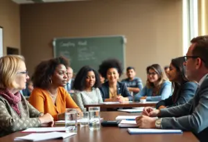 School board members collaborating at an educational conference