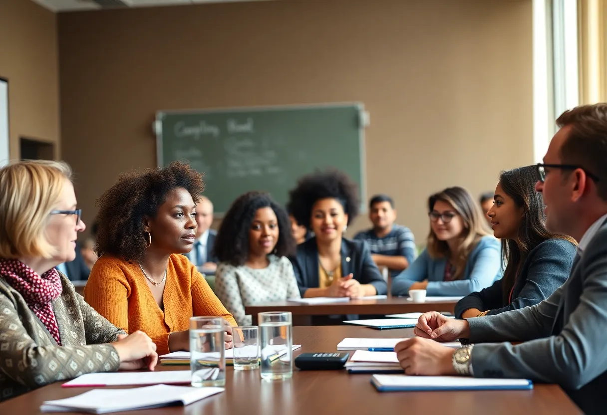School board members collaborating at an educational conference