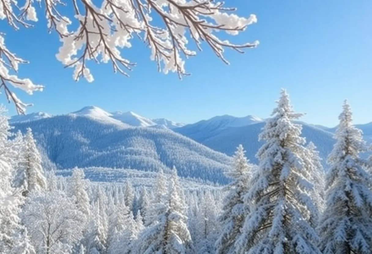Snow-covered mountains in California's Sierra Nevada