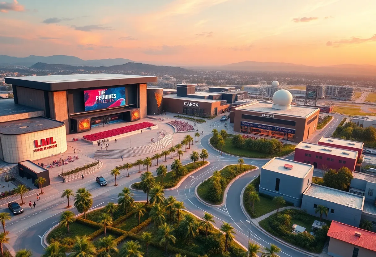 Rendering of the Chula Vista Entertainment Complex featuring film studios and sound stages