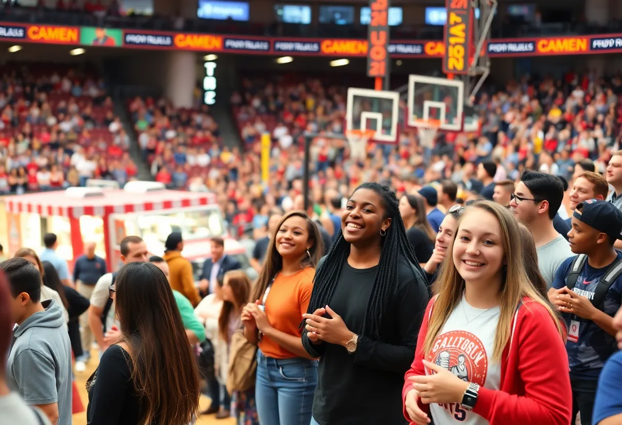 Fans celebrating at the Community Day basketball event