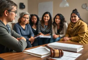 A diverse community holding a discussion about the implications of anti-trafficking laws