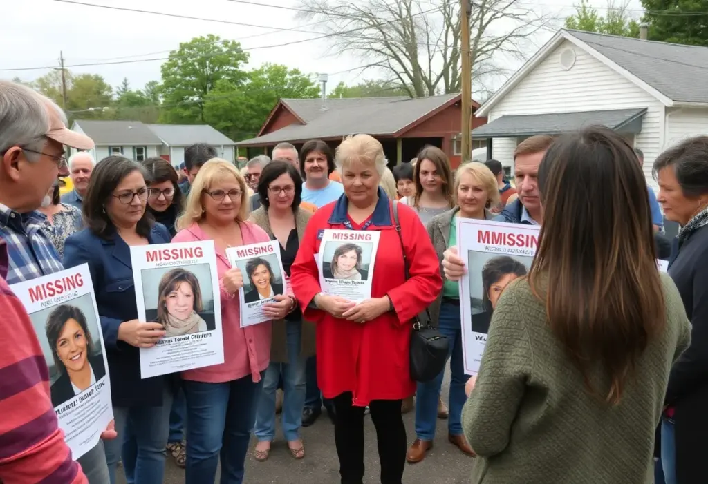 Community members searching for missing individual with posters