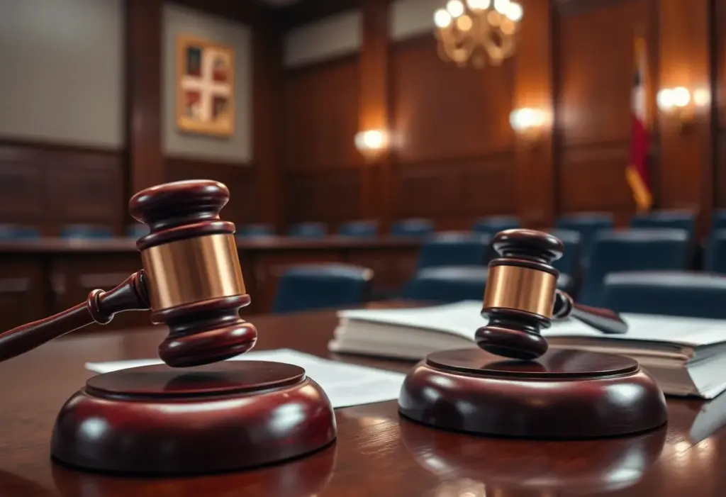 A court scene depicting legal justice.