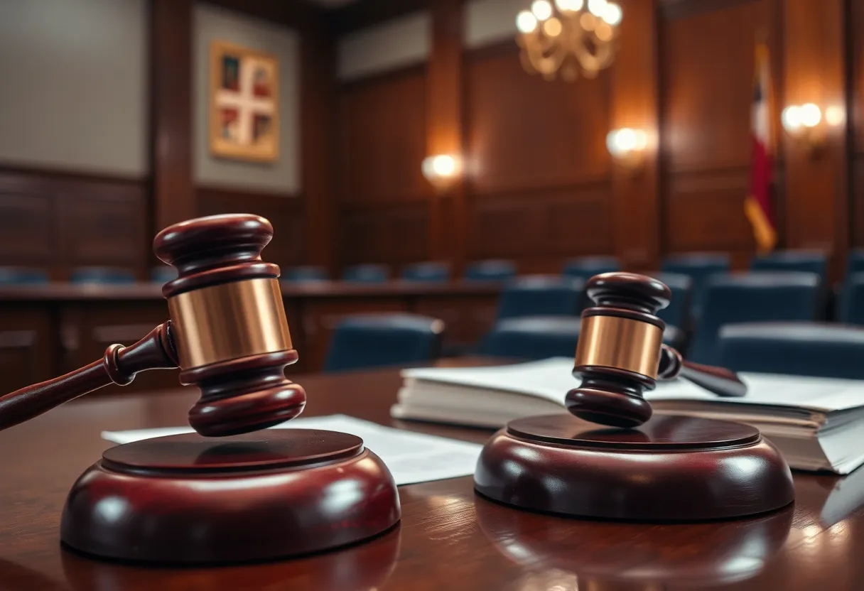 A court scene depicting legal justice.