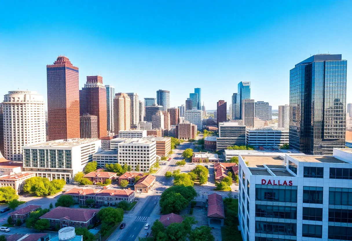 Cityscape of Dallas demonstrating growth and economic development.