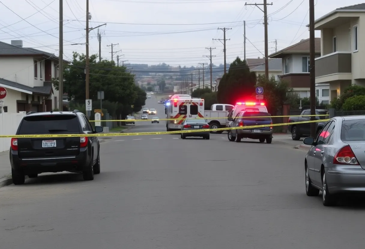 Police investigation scene in Grant Hill, San Diego