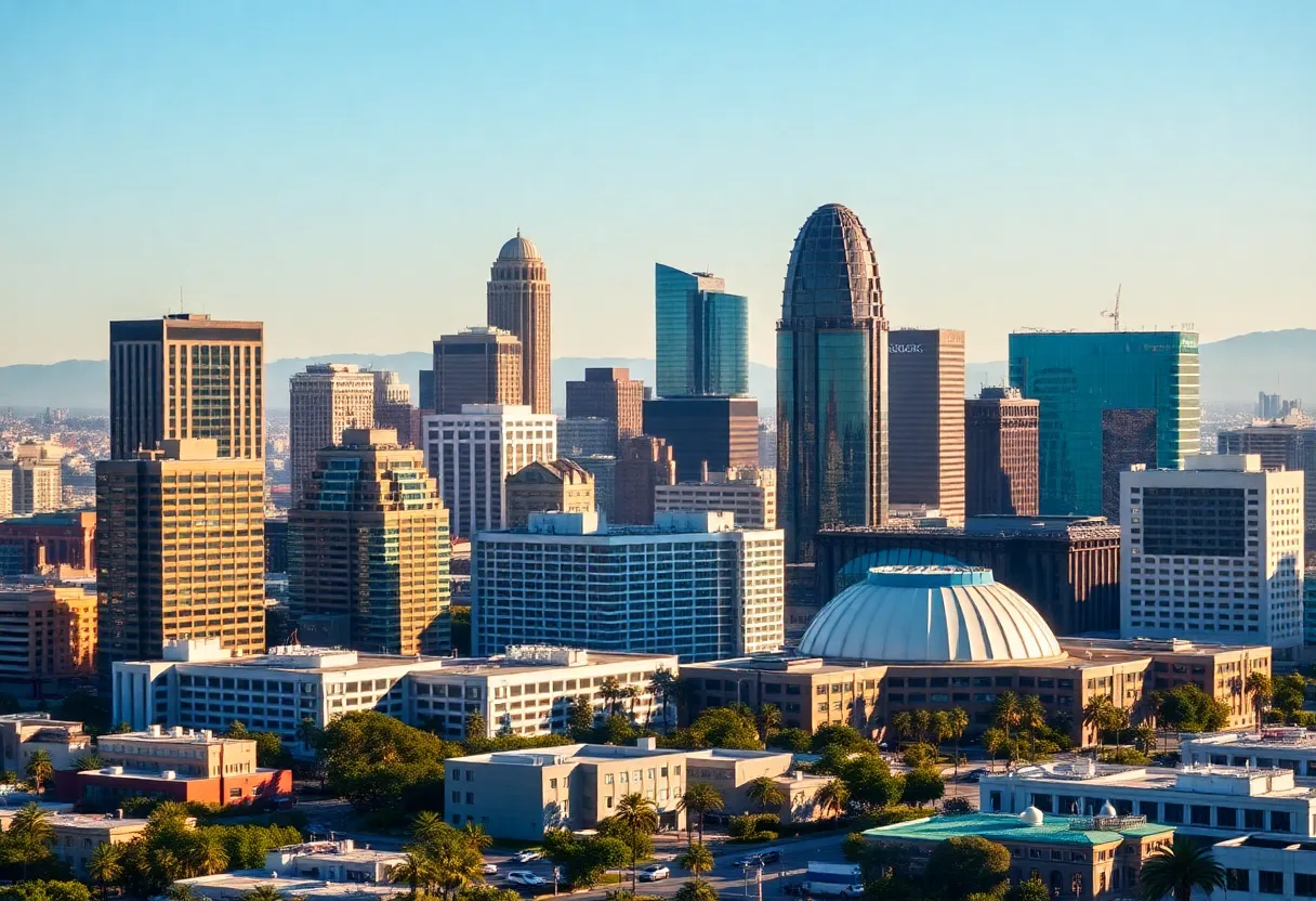 Aerial view of downtown San Diego highlighting urban development and commercial buildings.