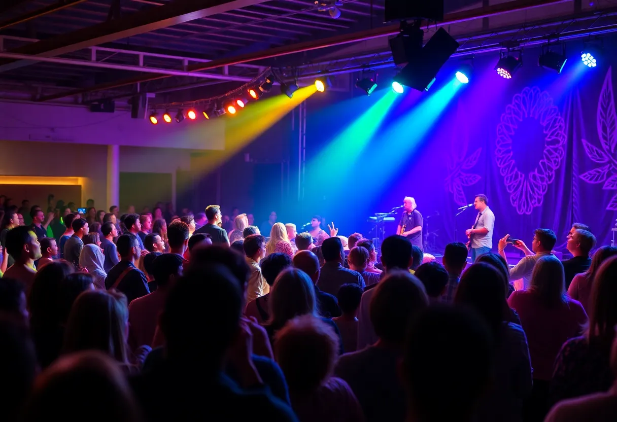 Audience enjoying the Dream Concert in San Diego with vibrant lights and live performances.