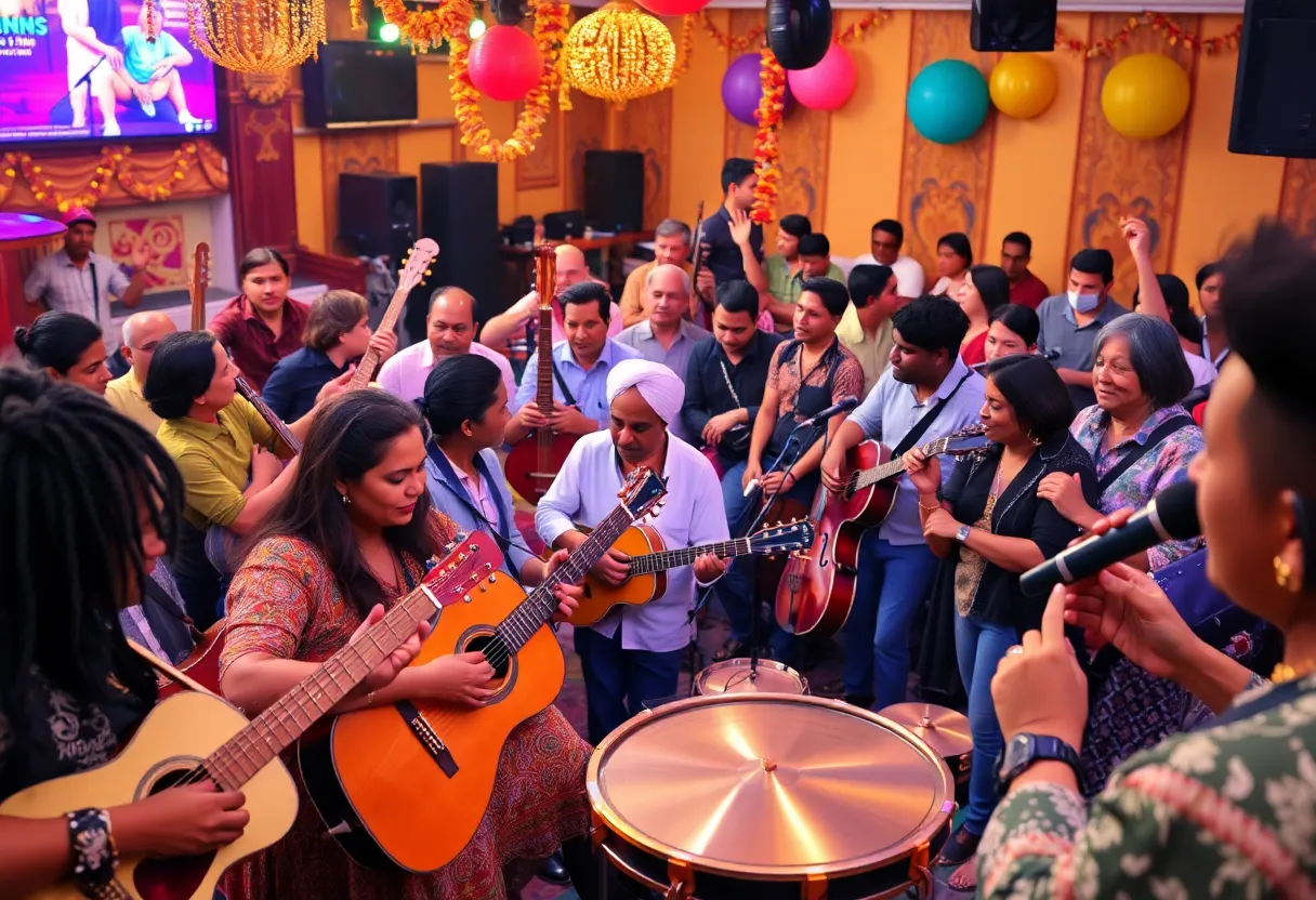 A vibrant musical event featuring various artists and audiences at Belly Up Tavern.