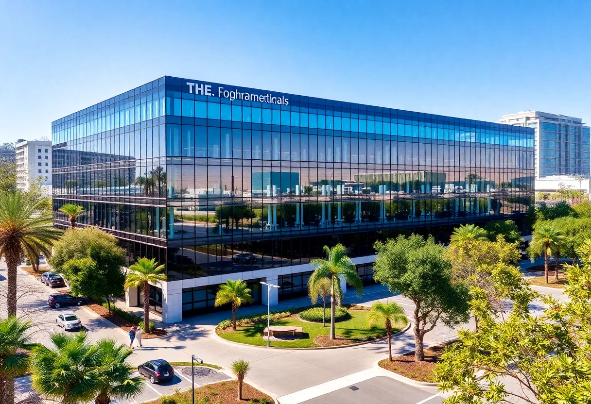 Eli Lilly corporate office amidst San Diego landscape