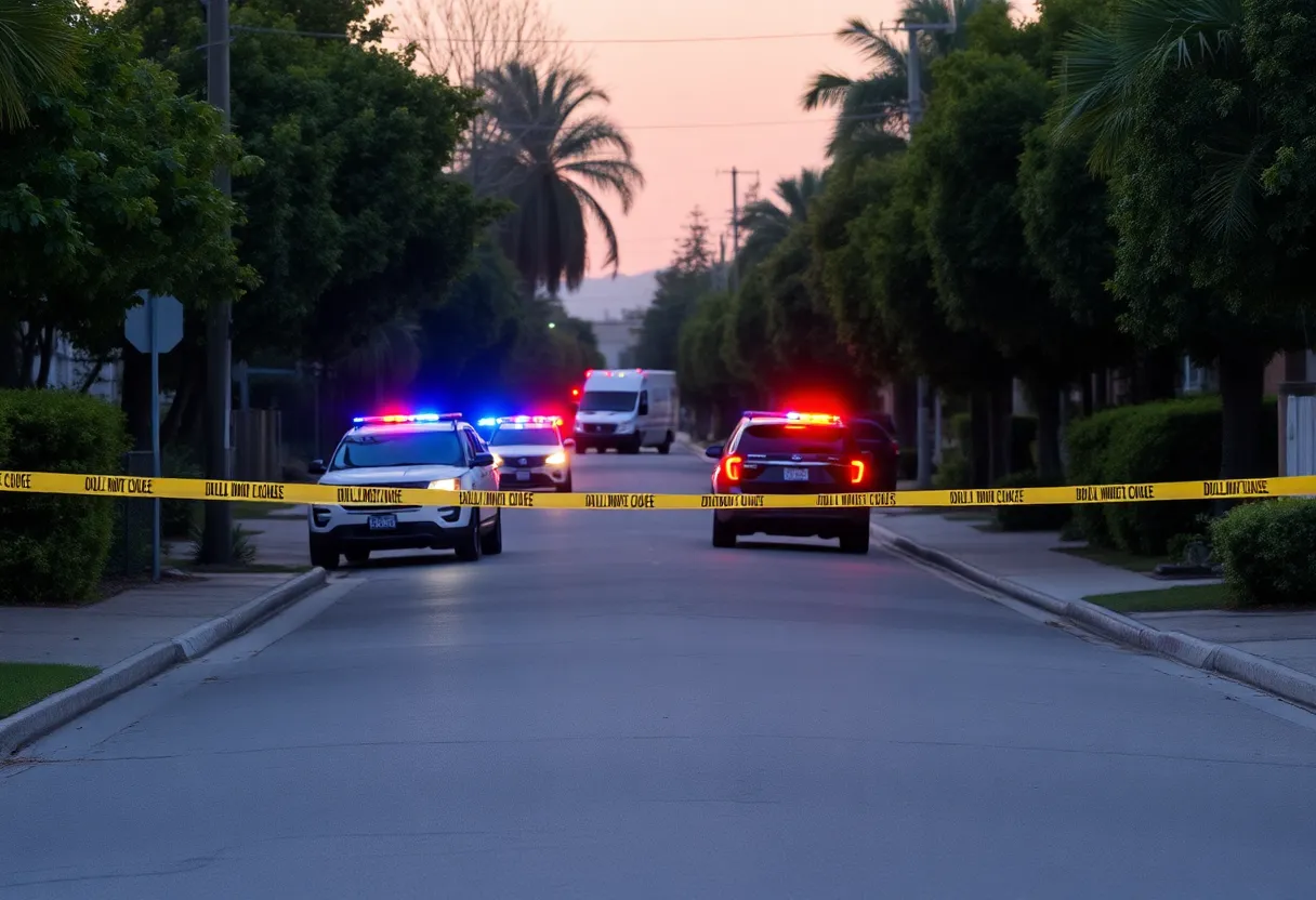 Police investigation scene in Escondido, California