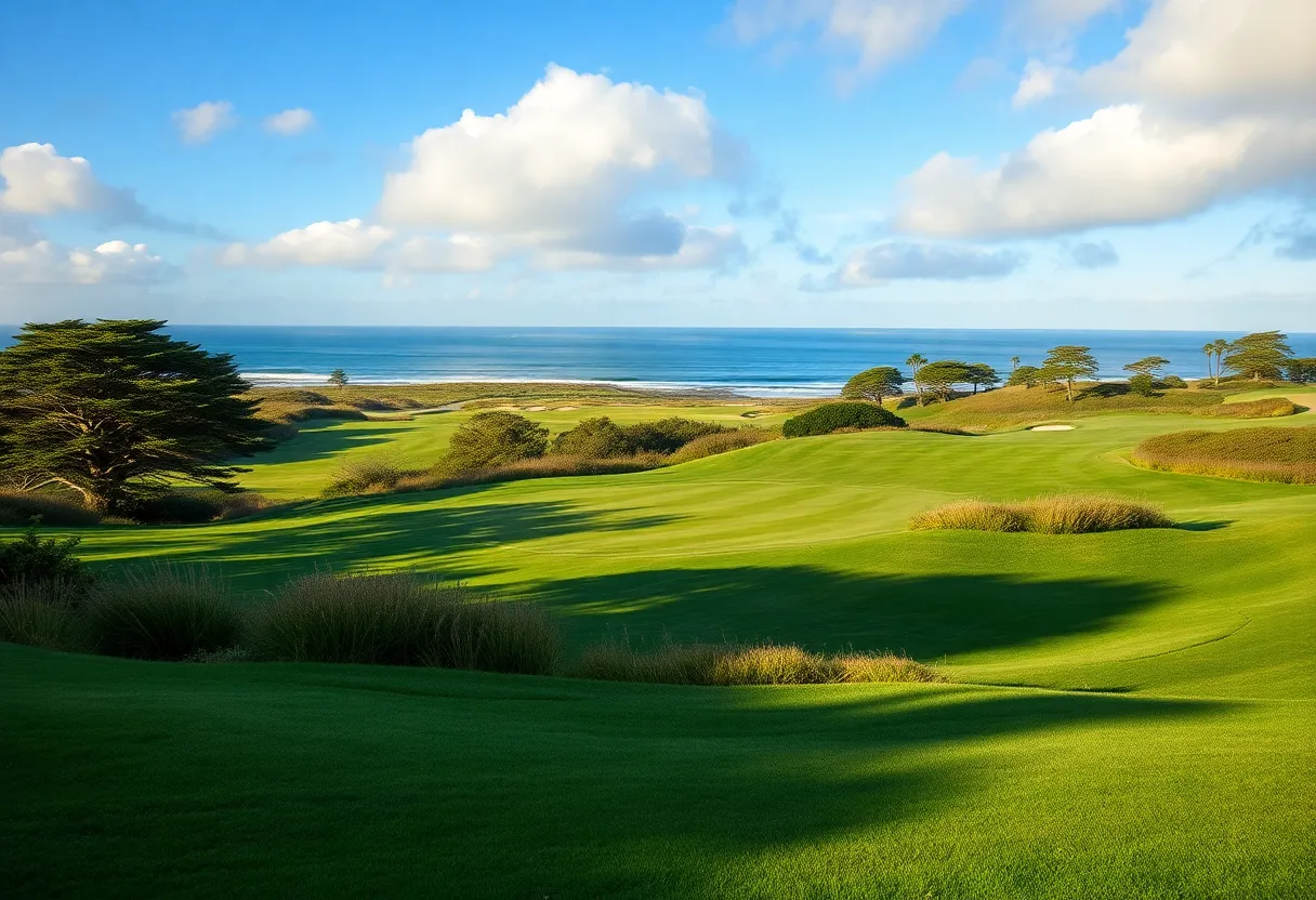 Golfers competing at the Farmers Insurance Open at Torrey Pines Golf Course