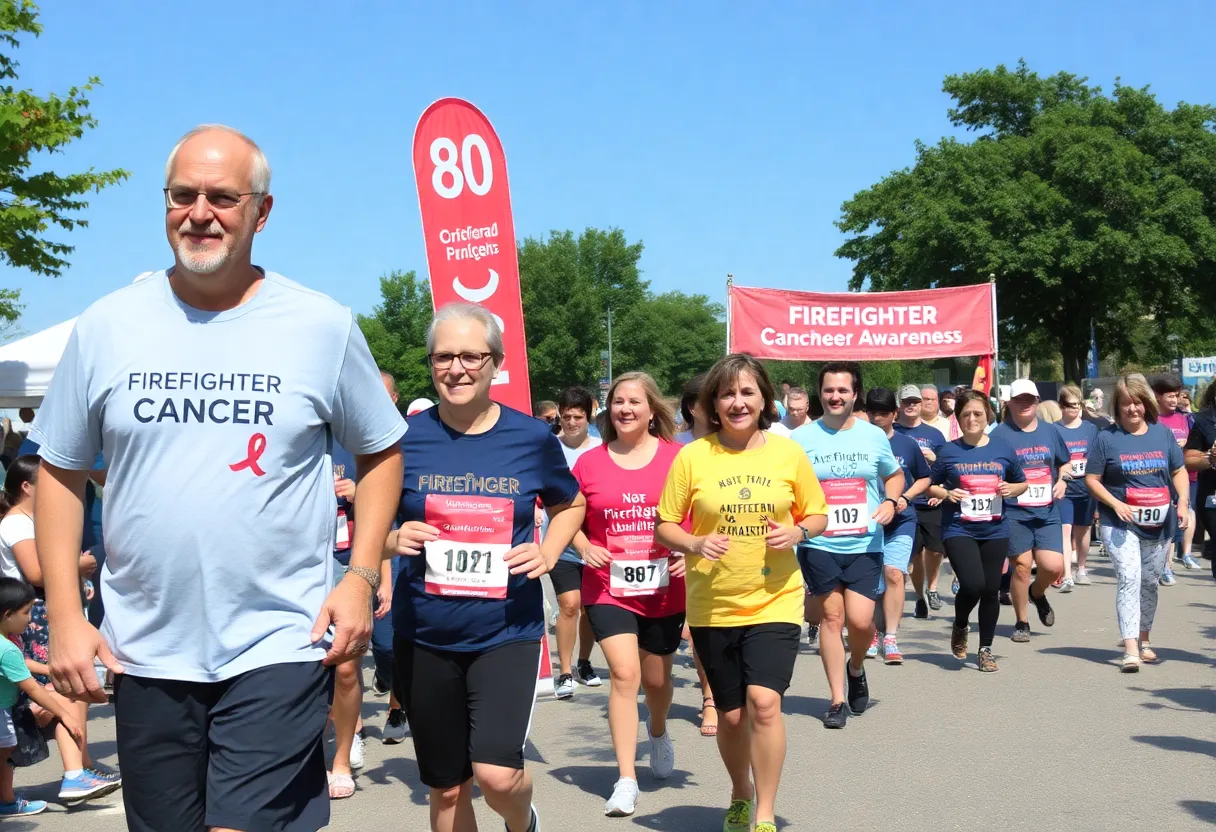 Participants at the Firefighter Cancer Awareness 10K event in San Diego