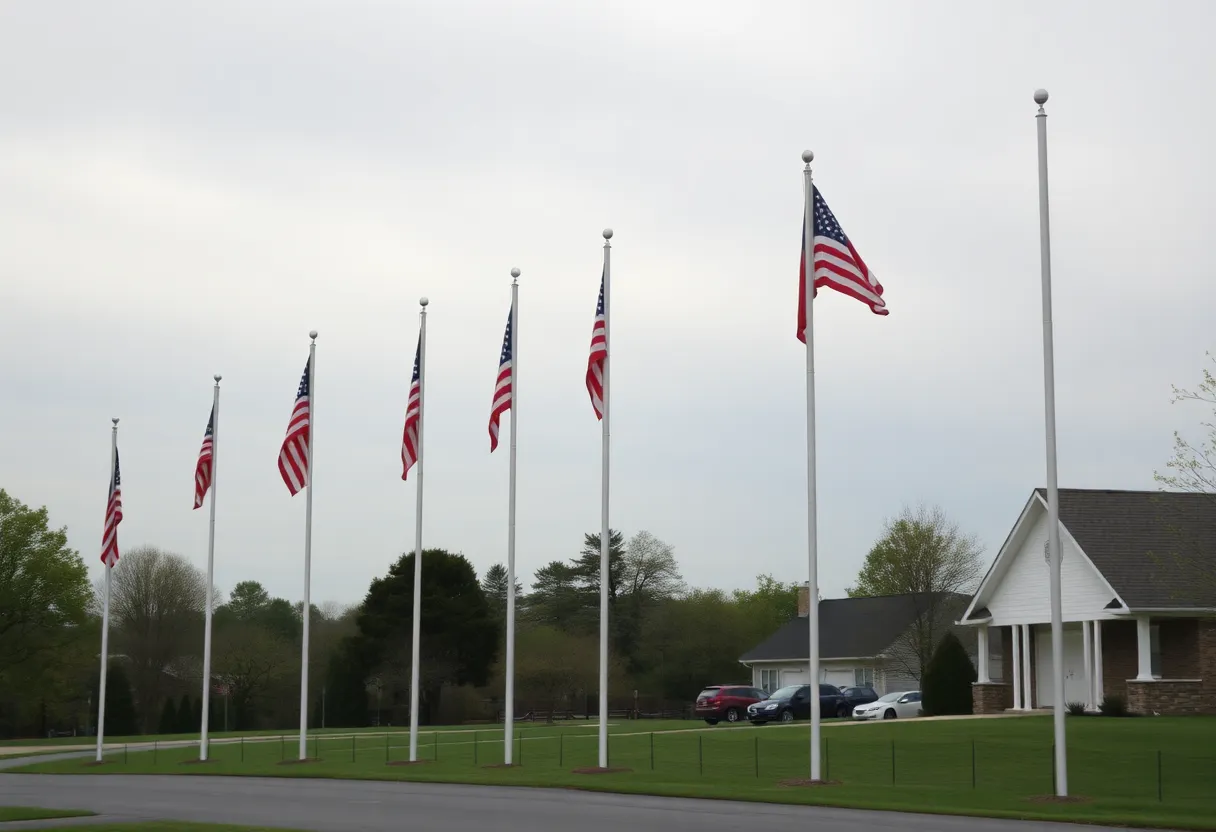 Lowered flags at San Diego County property